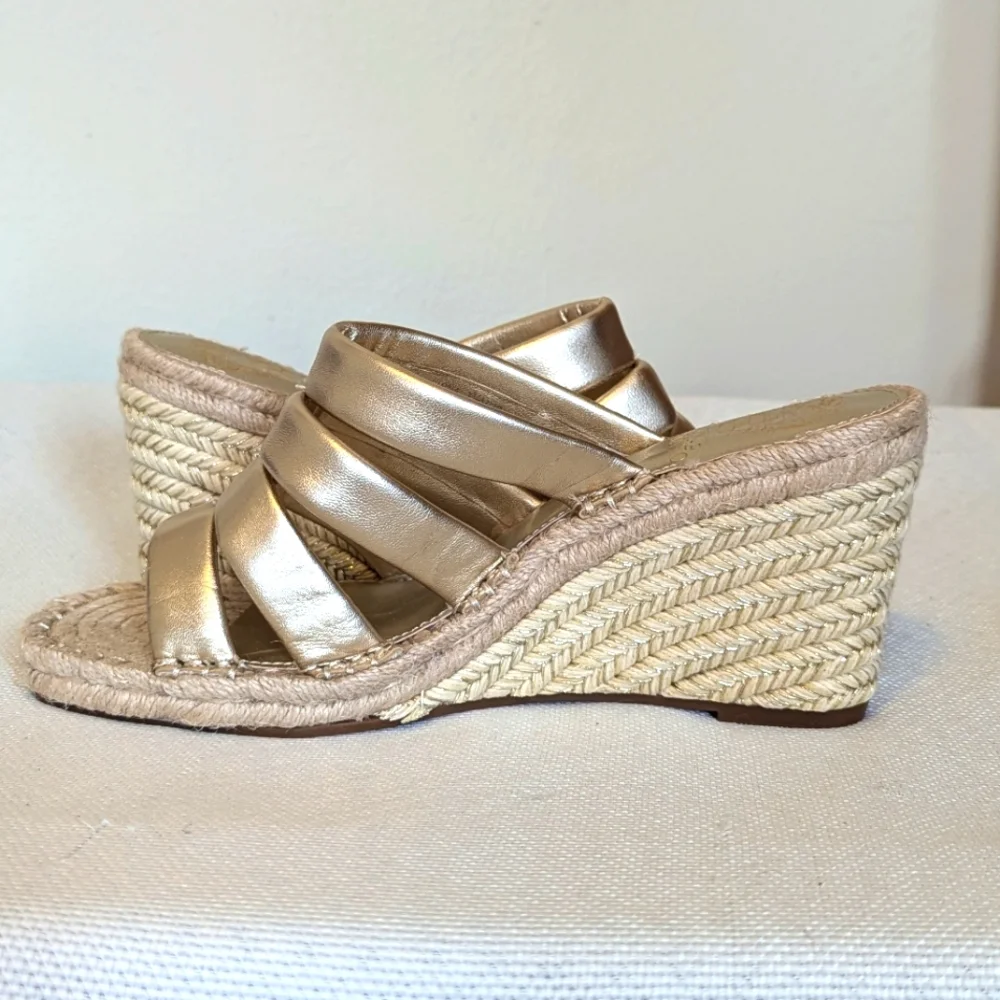 Vince Camuto Metallic Gold Espadrille Slide Sandals